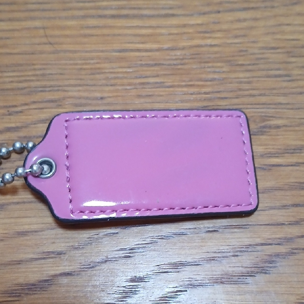 Coach Pink Tag 2.5 Keychain with Silver Chain - Picture 3 of 3